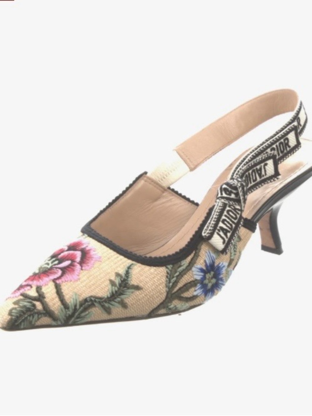 Christian Dior J’Adior Floral Embroidered Canvas Slingback Pumps 39